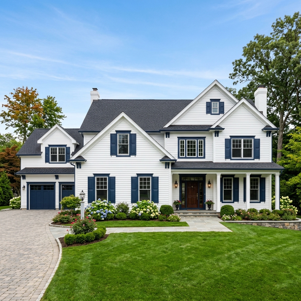 Freshly painted luxury home exterior